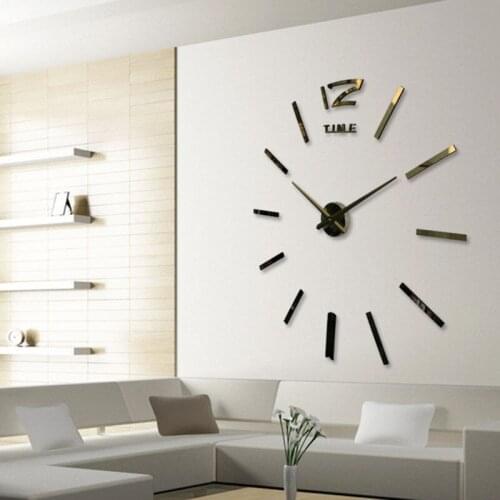 Wall Stickers Modern Large 3D DIY Mirror Surface Art Wall Clock Sticker Home Office-Decor Plexiglass 1PCS For Wall