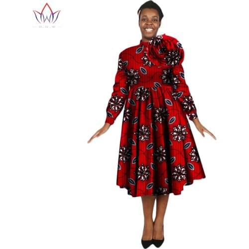 New African Dresses for Women Bazin Riche full sleeve Africa Clothing Dashiki Detachable Big Rose Flower Dress WY1999