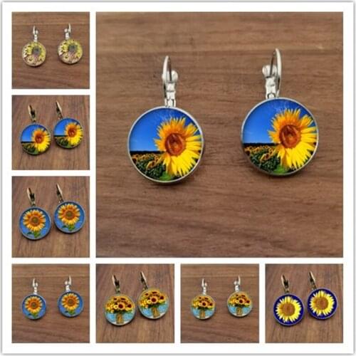 New and fashionable hot-selling sunflower earrings, the most suitable birthday earrings and jewelry gifts for girls and ladies