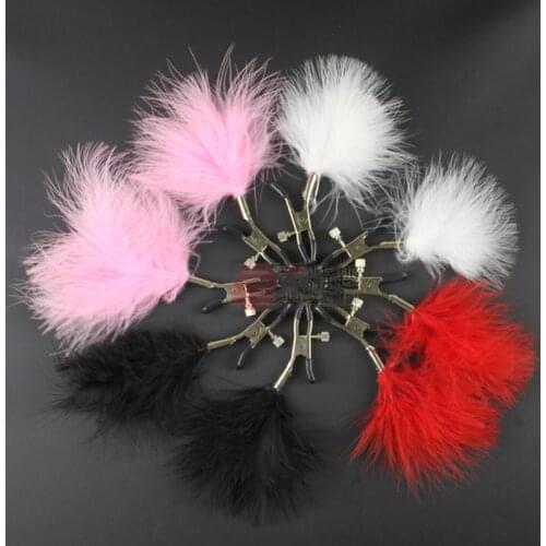 Lover pair erotic toys Game Alternative sex toys Flirting nipple clamps shaking stimulate milk Feather clip breast clip massager