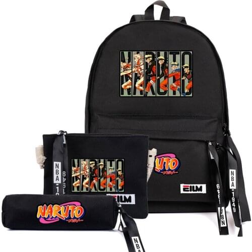 NARUTO School Bag Three-piece Set Pencil Case School Bag Tote Bag Shoulder Bag Unisex Universal Christmas Children Day Gift