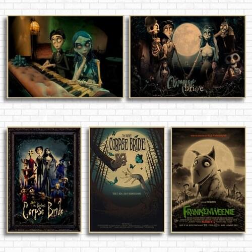 Tim Burtons Corpse Bride Tim Burton Furnishing decoration Kraft Movie retro Poster Drawing core Wall stickers