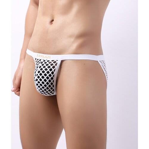 Langerie Sexy Mens Underwear String Homme Mesh Fishnet Transparent Briefs Jockstrap Cueca Gay Panties Slip Homme Bikini Tangas