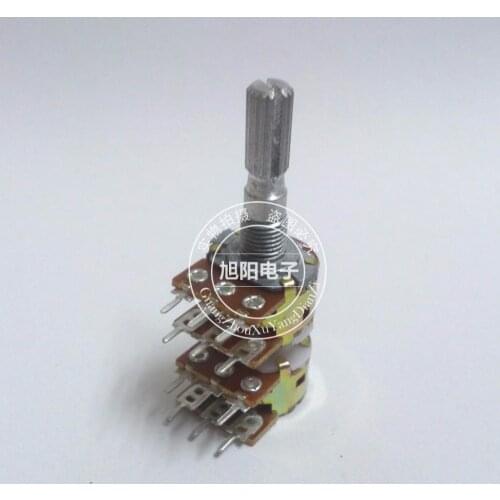 Original new 100% B100K quadruple fever audio box power amplifier volume carbon film rotating potentiometer 12pin 25mm (SWITCH)