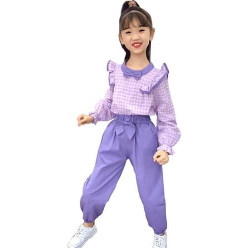 Kids Clothes Plaid Pattern Clothing For Girls Blouse + Dress Girls Sets Clothing Spring Autumn Childrens Clothes Girl