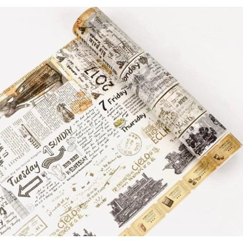 Vintage Newspaper Words Washi Tape Ticket Letters Adhesive Scrapbooking Paper Material Masking Sticker Easy To Tear Hobby Crafts