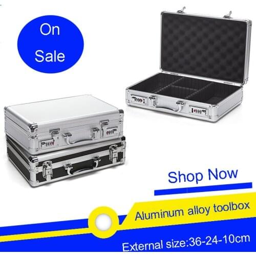 Aluminum alloy toolbox Password box Showcase Instrument box Suitcase Storage box Partition Storage tool case