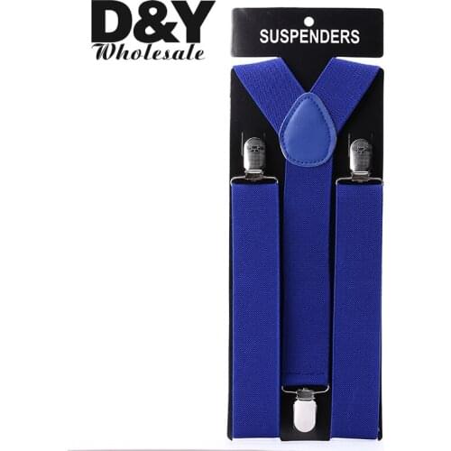 Women MenS Shirt Suspenders For Trousers Pants Holder Clip-on braces Elastic 3.5cm wide Royal blue Wedding Suspender Straps