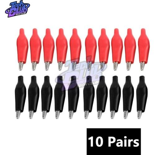 10Pairs(20PCs) P2001 Black Red Soft Plastic Coated Testing Probe Aligator Clips Crocodile