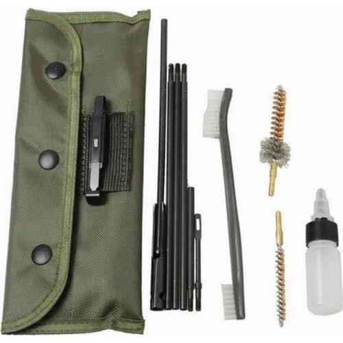 10Pcs/Set Rifle Cleaning Kit Brushes Rod Nylon Pouch Airsoft Shotgun Cleaner for 223 22LR Hunting Outdoor N58B