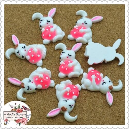 10pcs Resin Easter Day pink egg rabbit flat back Cabochon Art Supply Decoration Charm Craft DIY accessories RC212