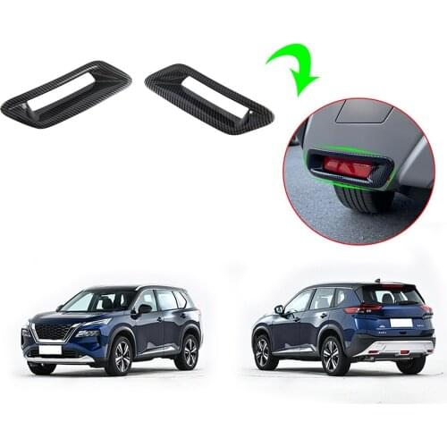 2 Pcs Carbon Fiber Plated ABS Rear Bumper Fog Light Lamp Cover Trim Fit For X-Trail/Rogue 2022