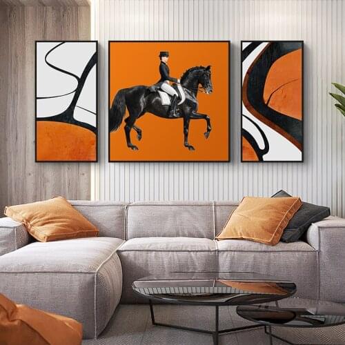3 Panels Knight Riding Horse Canvas Paintings on The Wall Poster and Print Luxurious British Style Wall Pictures for Living Room