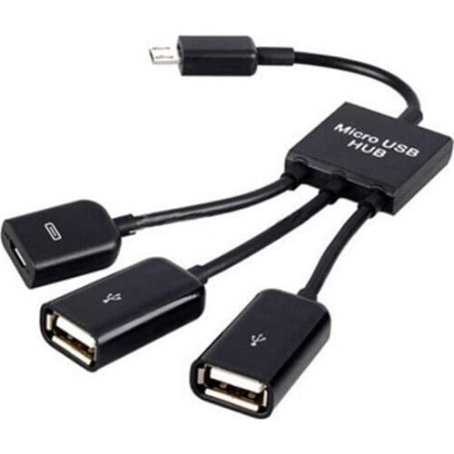 3in1 Micro USB HUB OTG Male to Female Dual USB 2.0 Adapter Cable for Samsung