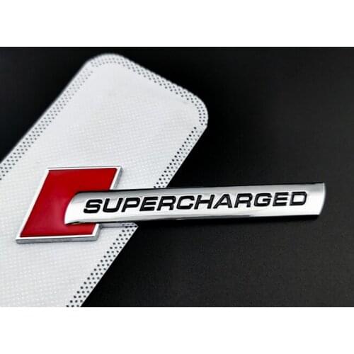 3D Metal Red Sliver Diamond Block Badge Bar Auto Emblem Decal Sticker SUPERCHARGED Car Styling Trunk Fender Car Accessories