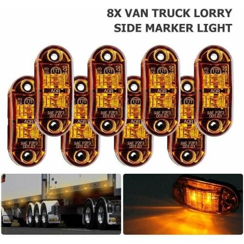 8x12/24V Trailer LED Light Car Side Marker Light Indicator Truck Car Van Bus Amber Trailers Lamp