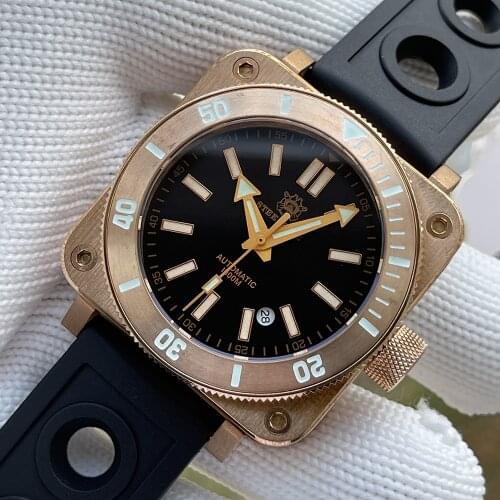 STEELDIVE SD1941S New Arrival 2021 Square Case Bronze Bezel Sapphire 1000M Waterproof Luminous NH35 Automatic Men Dive Watch