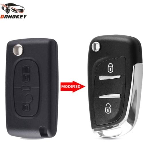 Dandkey 10pcs Modified Filp Remote Car Key Shell Case For Peugeot 207 307 407 408 308 For Citroen C4 C2 HU83/VA2 CE0536 CE0523