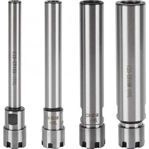 C12/C16/C20/C25 ER16M Collet Chuck Holder 100mm Long Handle Straight Extension Rod Alloy Steel CNC Milling Cutter Tool Holder