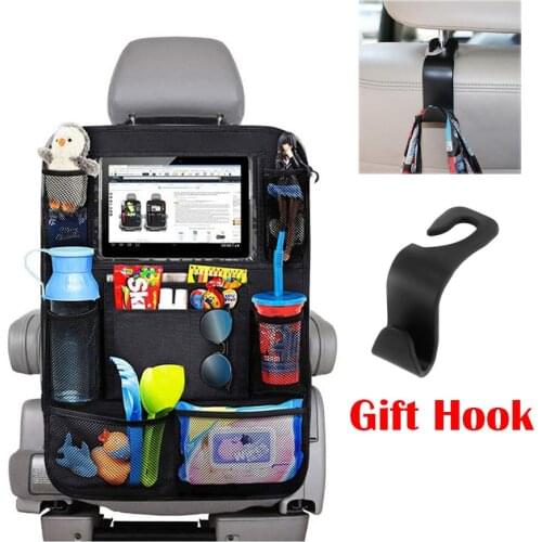 Car Back Seat Organizer Kids Backseat Cover Protector with Touch Screen Tablet Holder Kick Mats Pocket for Book Toys
