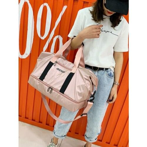 Travel Bag Womens Korean-Style Portable Travel Bag Mens Large Capacity Dry Wet Separation Lightweight Exercise Gym Bag