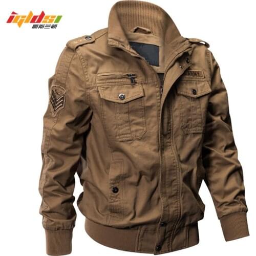 IGLDSI Men Winter Bomber Military Army Pilot Jacket Tactical Autumn Cotton Coat Male Casual Air Force Flight Jacket Size 5XL 6XL