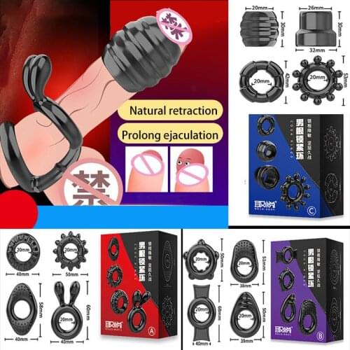 4Pcs Penis Rings Cock Rings Penis Sleeve Penis Trainer Delay Ejaculation No Vibrator Adult Game Erotic Sex Toys For Men Couples