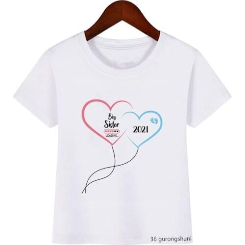 Love Big Sister 2021 Cartoon Elephant Print Summer Tops Boys/girls T-shirt Tops Cute Kids New T Shirt Tumblr Children Clothing