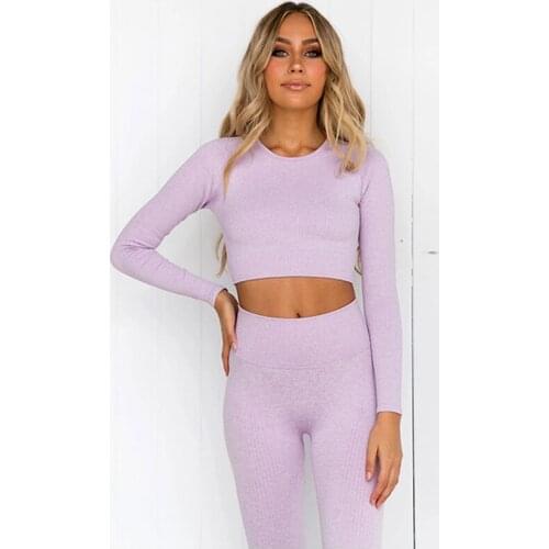 Hot Sale Women Yoga Suit Workout Fitness Clothing Running Long Sleeves Leggings High Quality Sports Sets