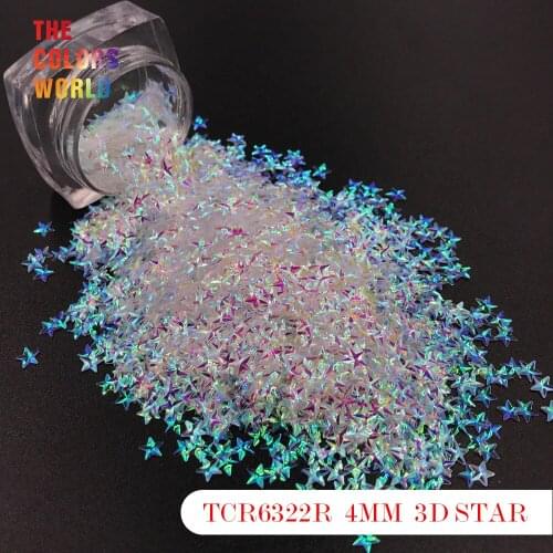 TCT-174 Star Shape 3D Effect Colorful Glitter 4MM For Nail Glitter Nail Art Nail Gel Decoration Makeup Facepaint DIY Decoration