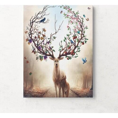 Canvas Prints Wall Art Dream Forest Elk Canvas Printing Art Print Wall Pictures For Living Room Kids Unframed Deer Nordic Poster