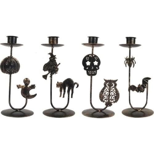 Halloween Bat Witch Desktop Candle Holders Tea Light Decorations Classic Candles Display Stand Wax Candles Decor Candles