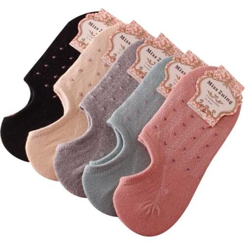 5 Pairs Women Boat Sock Candy Solid Color Small Floral Cute Women Socks Summer Autumn Breathable Durable Sock Slippers Meias