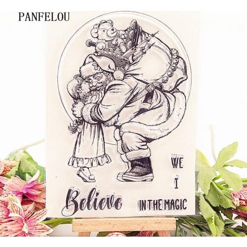 PANFELOU 11x15cm Easter Santa hug Transparent Silicone Rubber Clear Stamps cartoon Scrapbooking/DIY New year album