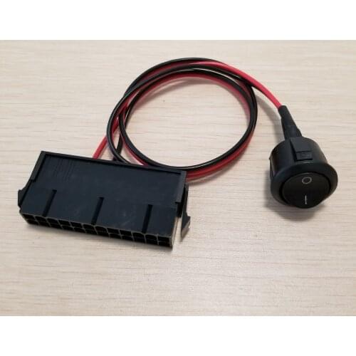 PC Server ATX PSU 24Pin Female Socket Starter Switch Button Power Cable 18AWG Wire Self-Lock Boat Shape 50cm diy