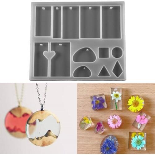 Pendants with Hole Silicone Molds UV Epoxy Resin Mold Square Casting Moulds for DIY Crafts Jewelry Making Handmade Accessories