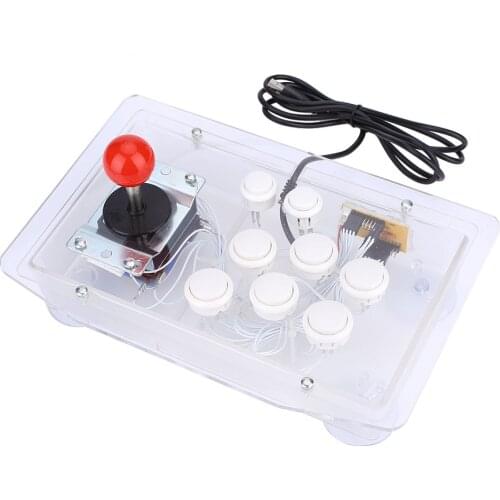 Transparent Clear Acrylic Arcade Joystick USB Wired Computer Gaming Joystick 8 Directional Buttons