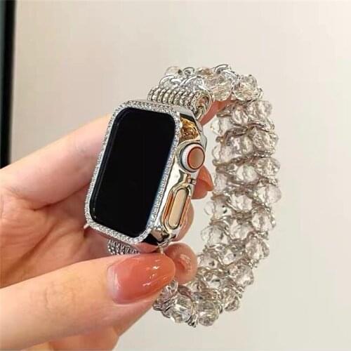 Luxury Pearl Chain For Apple Watch Band Series 1 2 3 4 5 6 SE Rhinestone Replacement Bracelet Crystal Iwatch Strap 40/42/38/44mm