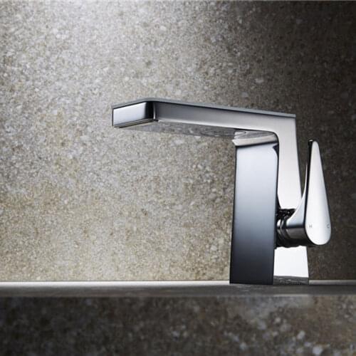 Glass panel waterfall faucet home high quality brass bathroom Chrome basin faucet