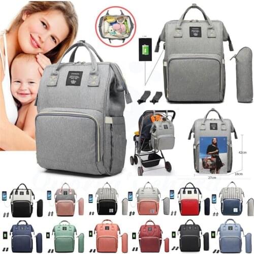 Diaper Bag Backpack Lequeen Large Baby Bag with Changing Pad Travel Back pack Built in USB Waterproof Maternity Bag