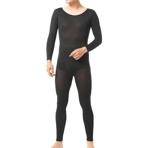 Men Seamless Elastic Thermals Inner Wear Constant Temperature Ultra-thin Underwear Suit For Men Winter Top Pants Thermo Clothes