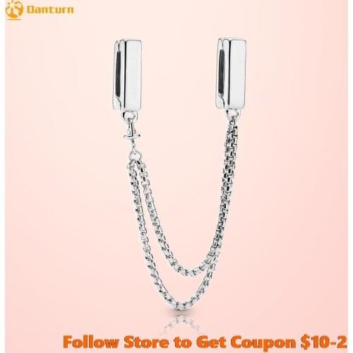 Genuine 925 Sterling Silver Beads Reflexions Floating Safety Chains Charms fit Original Pandora Bracelets Women DIY Jewelry