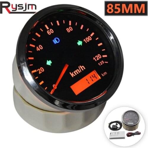 Universal 85mm GPS Speedometer 125km/h 200km/h Overspeed Warning fit motorcycle racing car ATV With GPS Antenna Red Backlight