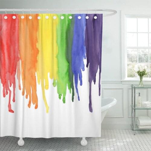Colorful Love Watercolor Rainbow Colors Gay Lesbian LGBT Yellow Bisexual Community Shower Curtains Waterproof Polyester Fabric