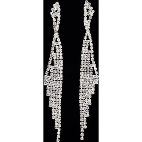 Fashion Long Earrings Jewelry Bohemia Crystal Gold Silver plated Dangle Earring For Women Wedding Bridesmaid Accessories