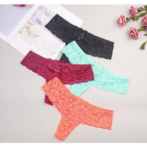 Womens underwear sexy thongs plus size seamless g-string female panties low waist lace T back lingerie high quality comfortable