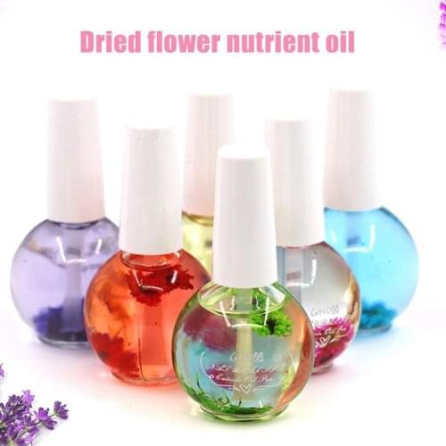 1 Bottle 15ml Dried Flowers Softener Nutritional Cuticle Oil Treatment Nutritious Gel Polish Cuticle Nail Art Tool Nail Care Oil