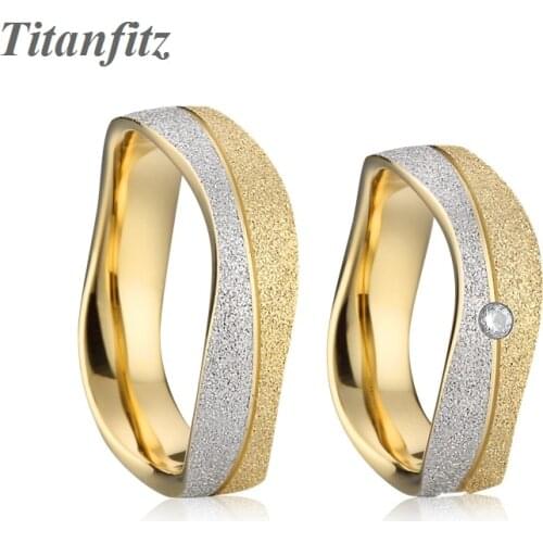 1 Pair Latest Wedding Rings Design for Men And Women Love Alliances 14k Gold Plated Titanium Couple Ring Marriage Bague anillos