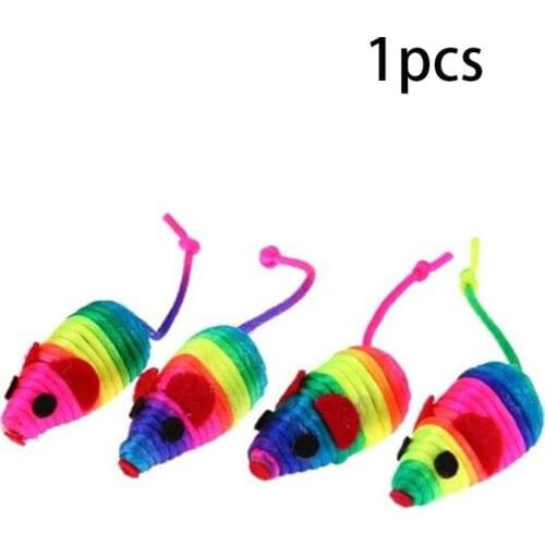 1pcs Colorful Cat Toy Bell Ball Cotton-filled Mouse Interactive Toys Plastic Artificial Cat Teaser Funny Plaything Supplies