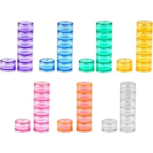 10pcs 7 Days Weekly Pill Box Storage Containers Stackable Pill Box Portable Mini Sealed Pill Organizer Round Medicine Case